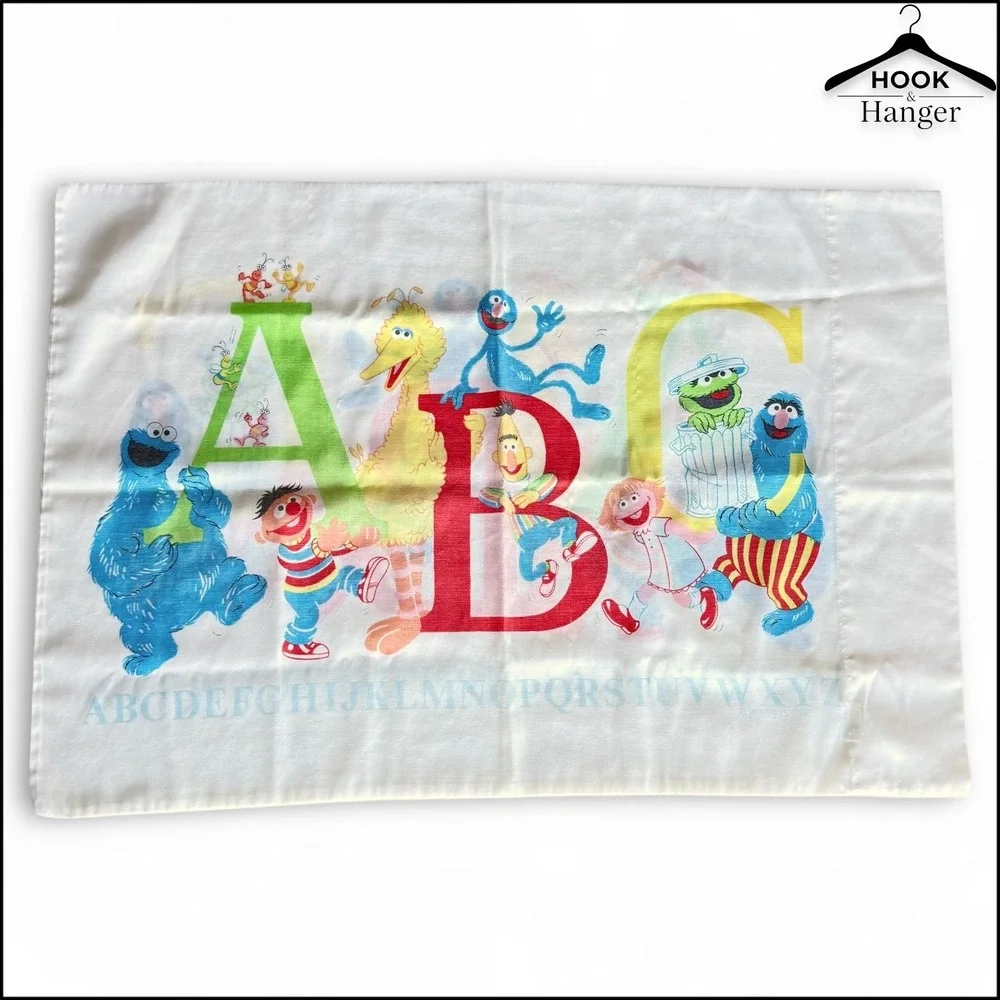 Vintage Sesame Street ABC Pillowcase Cookie Monster BigBird Kermit Ernie Kidcore